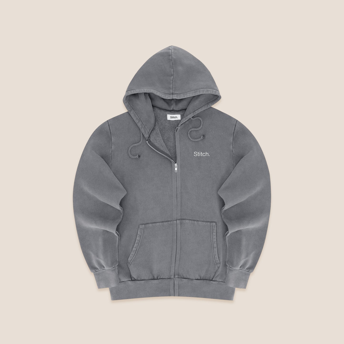 Stonewashed Zip-Up Hoodie